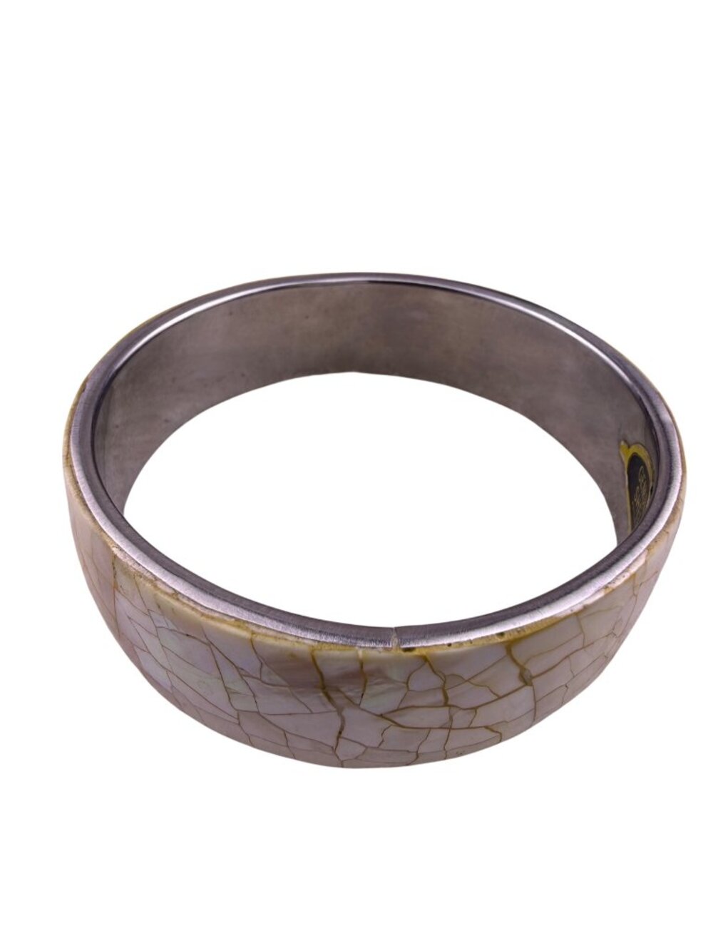 Genuine Shell Womens Silver Tone Crackle Mosaic Bangle Bracelet Philippines